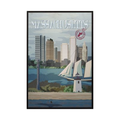 13671 - Massachusetts Go USA (SM) by Mercana Studio a Hand Embellished Decograph Framed Art Print