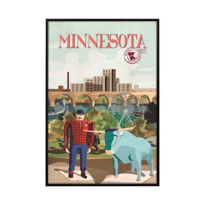 14005 - Minnesota Go USA (SM) by Mercana Studio a Hand Embellished Decograph Framed Art Print