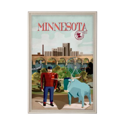 14007 - Minnesota Go USA (XL) by Mercana Studio a Hand Embellished Decograph Framed Art Print under Glass