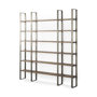 69231-AB - Taunton 80L x 10.5W x 90H Medium Brown Wood W/ Antique Nickel Metal Frame 6 Tier Shelving Unit