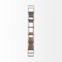 69231-AB - Taunton 80L x 10.5W x 90H Medium Brown Wood W/ Antique Nickel Metal Frame 6 Tier Shelving Unit