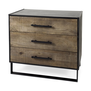 Alvin 34.5L x 21.5W x 30.0H Wood W/Metal Framing Accent Cabinet 