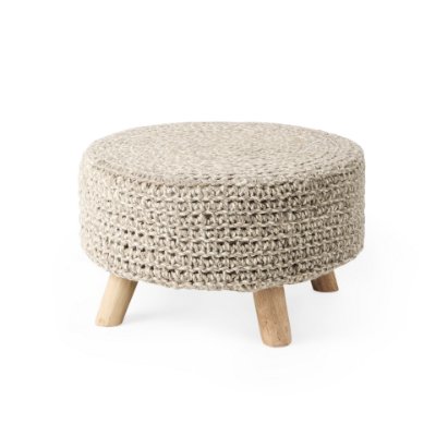 69512 - Bina  24.0L x 24.0W x 14.0H Light Gray 4 Legged Wool Stool