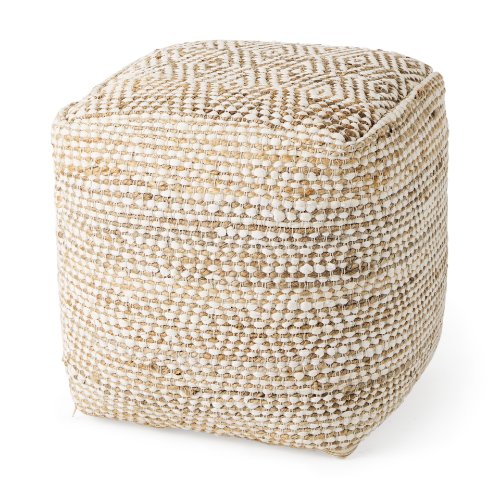 69517 - Ekani 16.0L x 16.0W x 16.0H Cream/Beige Cotton Pouf