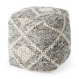 69520 - Ekiya  16.0L x 16.0W x 16.0H Black/White Yarn and Wool Patterened Pouf