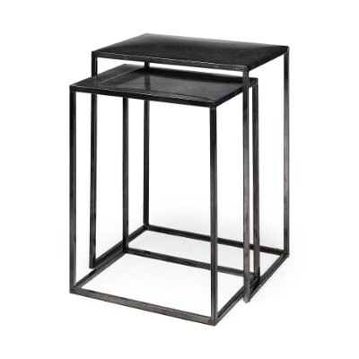 69338 - Kasey (Set of 2) 17.7L x 12.6W x 24.4H Galvanized Metal Nesting Accent Tables