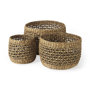 69597 - Dakota (Set of 3) Medium Brown Seagrass Round Basket 