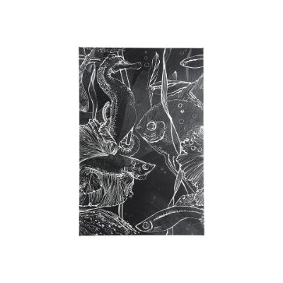 101980-S - Fish Black I by Ariana a Hand Embellished Textured Canvas