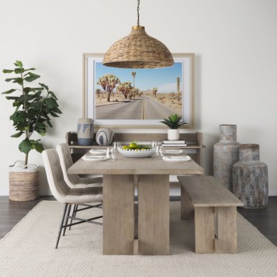 69199 - Aida 84L Light Gray Wood Dining Table