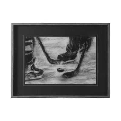 14034 - Sports Collection Hockey by Mercana Studio Hand Embellished Framed Art Print Matted under Glass