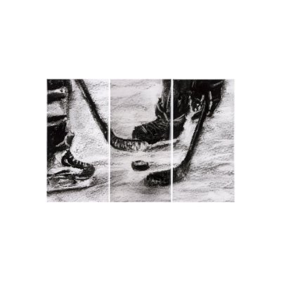 102063-S - Sports Collection Hockey-S 3 Piece Triptych by Mercana Studio a Hand Embellished Textured Canvas