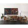 69619 - Brooks 90.2L x 34.8W x 33.5H Cognac Brown Faux Leather Three Seater Sofa W/ Medium Brown Wooden Legs