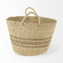 69587 - Vance 17.7L x 17.7W x 11.8H Light Brown Palm Leaf and Seagrass Round Basket W/ Handles