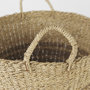 69587 - Vance 17.7L x 17.7W x 11.8H Light Brown Palm Leaf and Seagrass Round Basket W/ Handles