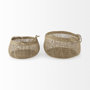 69592 - Nova 15.0L x 15.0W x 9.4H (Set of 2) Light Brown Seagrass Woven Round Basket W/ Long Handle 