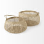 69592 - Nova 15.0L x 15.0W x 9.4H (Set of 2) Light Brown Seagrass Woven Round Basket W/ Long Handle 