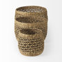 69597 - Dakota (Set of 3) Medium Brown Seagrass Round Basket 