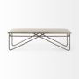 69372 - Camille 55.5L x 16.0W x 17.0H Cream Fabric Seat W/ Metal Frame Bench