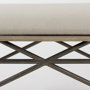 69372 - Camille 55.5L x 16.0W x 17.0H Cream Fabric Seat W/ Metal Frame Bench