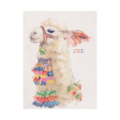 101972-L - Lama III by Mercana Studio a Hand Embellished Textured Canvas