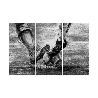 102065-L - Sports collection Soccer-L 3 Piece Triptych by Mercana Studio a Hand Embellished Textured Canvas