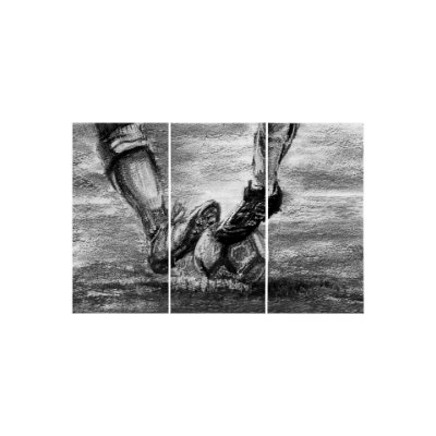 102065-S - Sports collection Soccer-S 3 Piece Triptych by Mercana Studio a Hand Embellished Textured Canvas