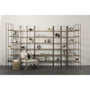 69231-AB - Taunton 80L x 10.5W x 90H Medium Brown Wood W/ Antique Nickel Metal Frame 6 Tier Shelving Unit