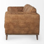 69619 - Brooks 90.2L x 34.8W x 33.5H Cognac Brown Faux Leather Three Seater Sofa W/ Medium Brown Wooden Legs