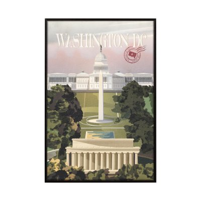 14046 - Washington DC Go USA (SM) by Mercana Studio a Hand Embellished Decograph Framed Art Print