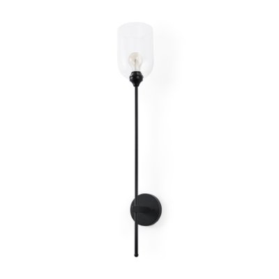 69677 - Clyde 6.0L x 8.0W x 37.0H Matte Black W/Glass Round Wall Sconce