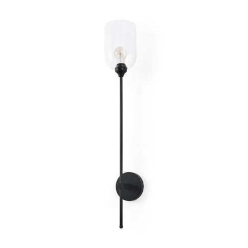 69677 - Clyde 6.0L x 8.0W x 37.0H Matte Black W/Glass Round Wall Sconce