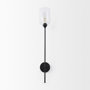 69677 - Clyde 6.0L x 8.0W x 37.0H Matte Black W/Glass Round Wall Sconce