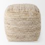 69517 - Ekani 16.0L x 16.0W x 16.0H Cream/Beige Cotton Pouf