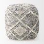 69520 - Ekiya  16.0L x 16.0W x 16.0H Black/White Yarn and Wool Patterened Pouf