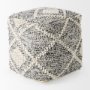 69520 - Ekiya  16.0L x 16.0W x 16.0H Black/White Yarn and Wool Patterened Pouf