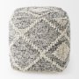 69520 - Ekiya  16.0L x 16.0W x 16.0H Black/White Yarn and Wool Patterened Pouf