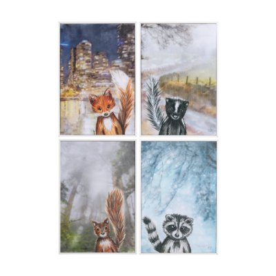 14067 - City Fox by Mercana Studio a Hand Embelished Textured Framed Art Print