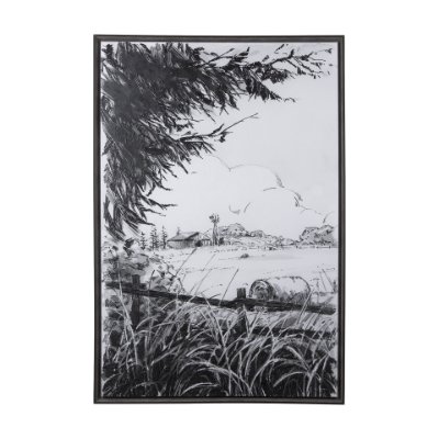 102098-FL - Farm View I by Mercana Studio a Hand Embellished Textured Framed Canvas