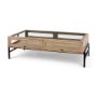 69748 - Arelius 49.5"L Rectangular Light Brown Wood w/ Black Metal Base Display Coffee Table