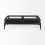 69746 - Arelius 49.5"L Rectangular Glass-Top Black-Brown Wood w/ Black Metal Base Display Coffee Table