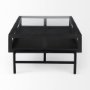 69746 - Arelius 49.5"L Rectangular Glass-Top Black-Brown Wood w/ Black Metal Base Display Coffee Table