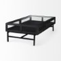 69746 - Arelius 49.5"L Rectangular Glass-Top Black-Brown Wood w/ Black Metal Base Display Coffee Table