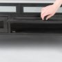 69746 - Arelius 49.5"L Rectangular Glass-Top Black-Brown Wood w/ Black Metal Base Display Coffee Table