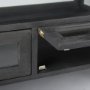 69746 - Arelius 49.5"L Rectangular Glass-Top Black-Brown Wood w/ Black Metal Base Display Coffee Table