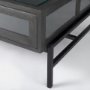 69746 - Arelius 49.5"L Rectangular Glass-Top Black-Brown Wood w/ Black Metal Base Display Coffee Table