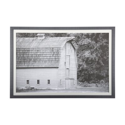 14179 - Grey & White Barn I by Mercana Studio Hand Embellished Textured Framed Photo Art Print Matted under 