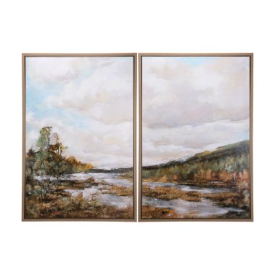 102108-FL - River Valley by Mercana Studio a Hand Embellished Textured Framed Canvas