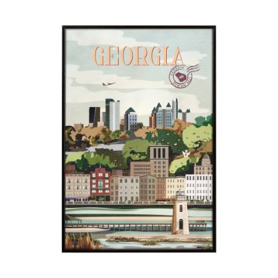 14156 - Georgia Go USA (SM) by Mercana Studio a Hand Embellished Decograph Framed Art Print