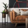 69619 - Brooks 90.2L x 34.8W x 33.5H Cognac Brown Faux Leather Three Seater Sofa W/ Medium Brown Wooden Legs