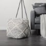 69520 - Ekiya  16.0L x 16.0W x 16.0H Black/White Yarn and Wool Patterened Pouf